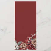 Burgundy Red Roses Floral Navy Blue Wedding Menu (Achterkant)