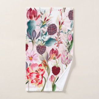 Burgundy Red Rustic Flowers Floral Natuur Handdoek