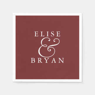 Burgundy Red Simple Modern Elegant Wedding Napkin Servetten