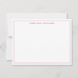 Burgundy Red Simple Professional Thin Border Chic Notitiekaartje