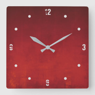 Burgundy Red Sinaasappel Modern Rustisch omber Abs Vierkante Klok