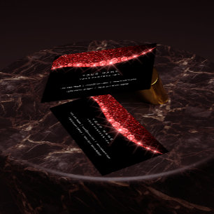 Burgundy Red Sparkly Diamond Glitter Glam Black Visitekaartje