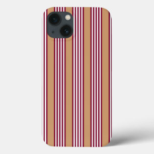 Burgundy red vijf strepen patroon iPhone 13 hoesje