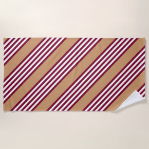 Burgundy red vijf strepen patroon strandlaken