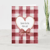 Burgundy Red White Heart Ribbon Valentine's Day Kaart (Voorkant)