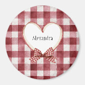 Burgundy Red White Heart Ribbon Valentine's Day Magneet (Voorkant)