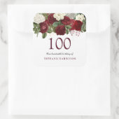 Burgundy Red White Rose 100th Birthday Sticker (Tas)