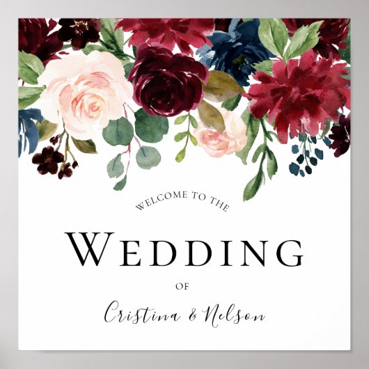 Burgundy Red Wine Welkom bij het gebarentaal Poster (Voorkant)