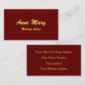 Burgundy Red Yellow Makeup Artist Beauty Salon Visitekaartje (Voorkant / Achterkant)