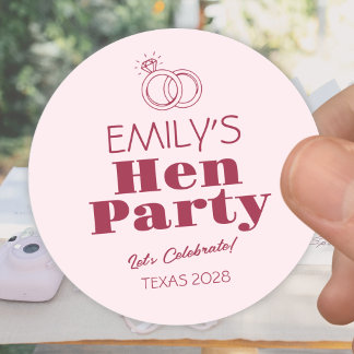 Burgundy Ringen Hen Party Ronde Sticker