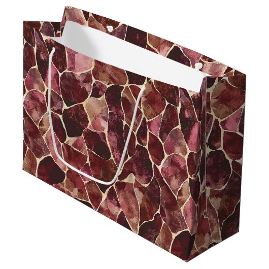 Burgundy Rode Chic Abstract Bruiloft Groot Cadeauzakje (Voorkant Gekanteld)