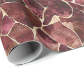 Burgundy Rode Chic Abstracte Bruiloft Cadeaupapier (Rol Hoek)