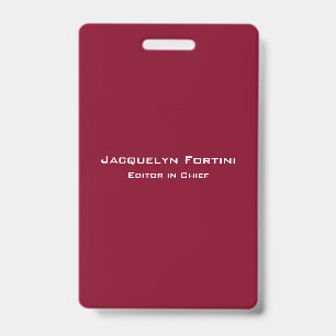 Burgundy Rode Eenvoudige Elegante Moderne Minimali Badge