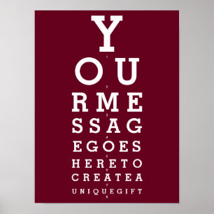 Burgundy Rode Oogkaart Aangepaste Bericht Poster