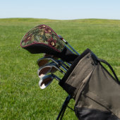 Burgundy Rode Orchidee Bloemig Tropisch Golfheadcover (Insitu)