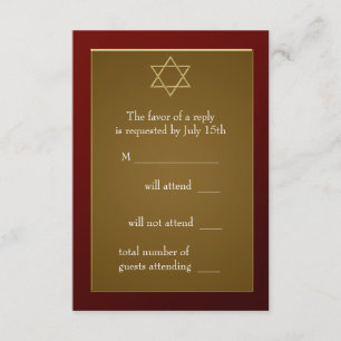 Burgundy Rode Ster van David Bar Mitzvah RSVP Kaartje