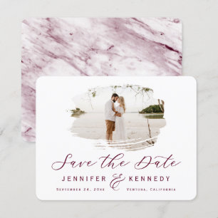 Burgundy Romantic geborsteld Lijst met foto Save The Date