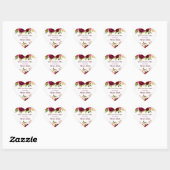 Burgundy Rood Boho Bloemstuk Quinceanera Hart Sticker (Vel)