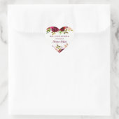 Burgundy Rood Boho Bloemstuk Quinceanera Hart Sticker (Tas)