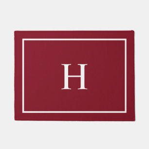 Burgundy Rood Elegant Modern Monogram Deurmat