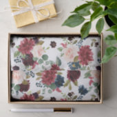 Burgundy Rood Navy Blauwe Aquarel Bloemen Tissuepapier (Geschenk)