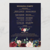 Burgundy Rood Navy Bloem Rustic Boho Waier Achterk Programma (Voorkant)