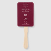Burgundy Rood Speciale Datum Trouwprogramma Handwaaier (Voorkant)