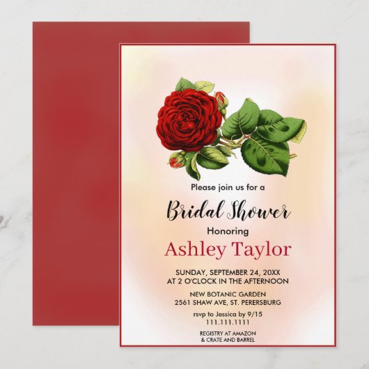 Burgundy roos blush roze herfst florale Vrijgezell Kaart (Voorkant / Achterkant)