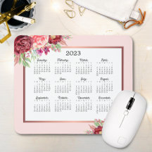 Burgundy Roos Floral Blush Pink 2023 Calendar