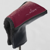 Burgundy Roos Gold Blush Pink Glitter Monogram Golfheadcover (3/4 voorkant)