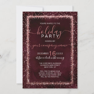Burgundy Roos Gold Confetti Corporate Holiday Kaart