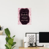 Burgundy & Roos Gold Geode Agate Guestbook Poster (Thuiskantoor)