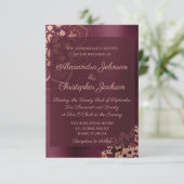 Burgundy & Roos Gold Mandala Wedding Uitnodiging (Staand voorkant)