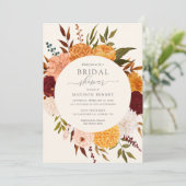 Burgundy Roos Herfst Floral Bridal Shower Kaart (Staand voorkant)