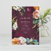 Burgundy Roos Ranunculus Wedding Save The Date (Staand voorkant)