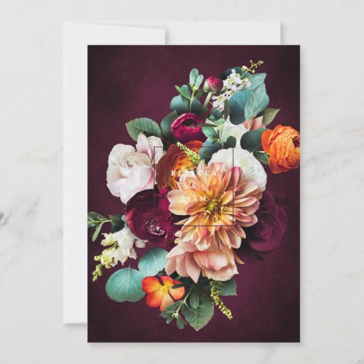 Burgundy Roos Ranunculus Wedding Save The Date (Achterkant)