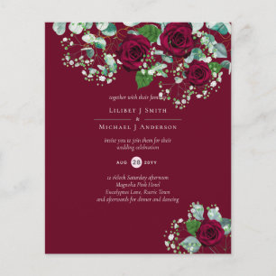 Burgundy Roos Sage Eucalyptus Weddenschap Flyer