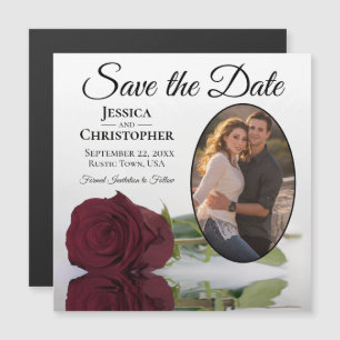 Burgundy Roos Wedding Save the Date Photo Magnet