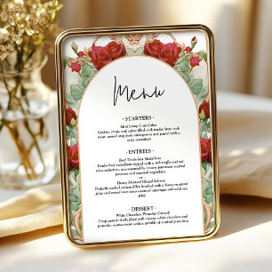 Burgundy Rose Art Nouveau Reception Dîner Menu