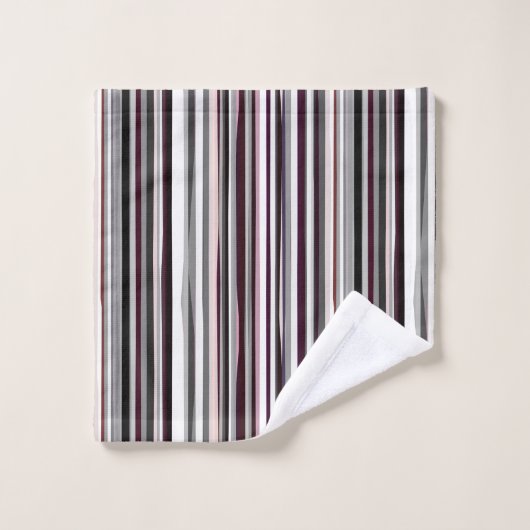 Burgundy, rose et gris Abstrait rayures (Gant de toilette)