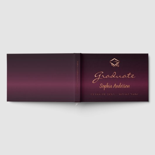 Burgundy rose or nom script casquette Graduation (Complet)