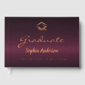 Burgundy rose or nom script casquette Graduation (Recto)