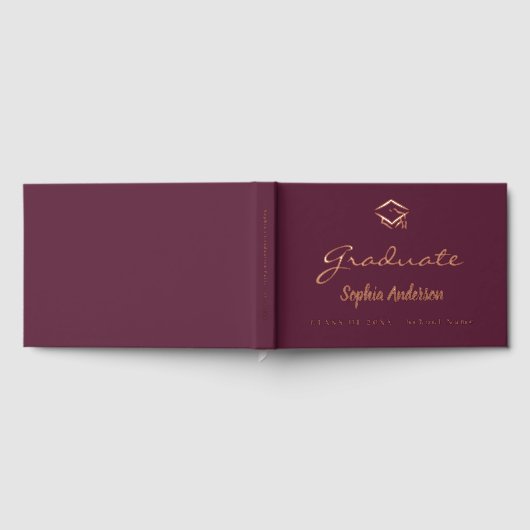 Burgundy rose or nom script casquette Graduation (Complet)