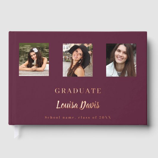 Burgundy rose or nom script photo Graduation (Recto)