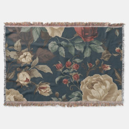 Burgundy roses antique peony distressed deken