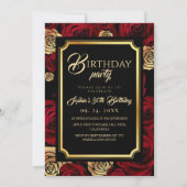  Burgundy Roses Birthday Party Invitation (Devant)