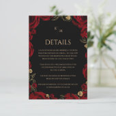 Burgundy Roses Boho Wedding Informatiekaartje (Staand voorkant)