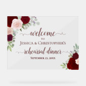 Burgundy Roses Wedding Rehearsal Dinner Welcome (Recto)