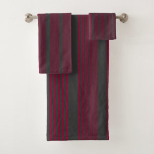 Burgundy rouge et charbon de bois cinq bandes moti