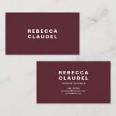 Burgundy Rouge Simple Cartes de visite personnalis (Devant / Derrière)